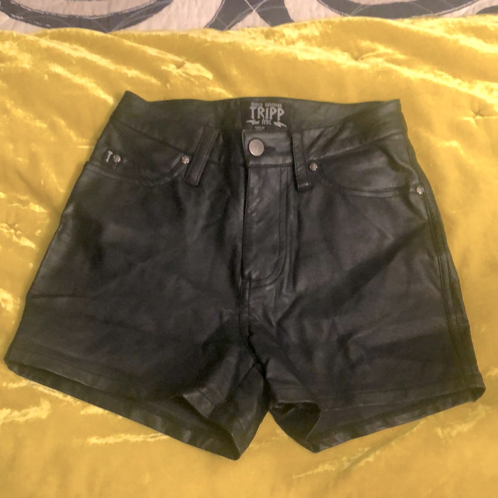 Tripp NYC polyurethane faux leather high waist shorts